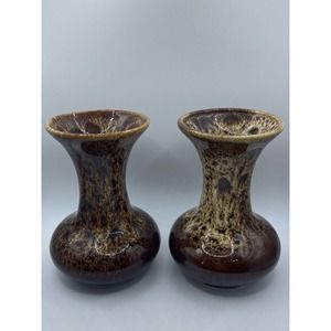 Fosters Pottery MCM Vintage Honeycomb Vase Pair Set Book Ends